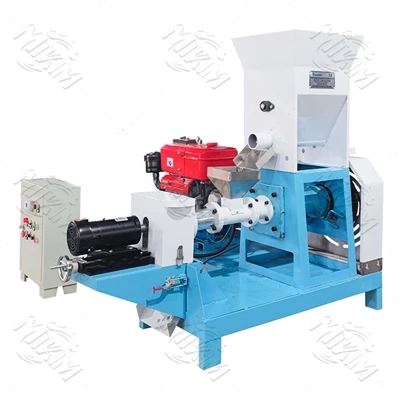 350 kg/h diesel floating fish feed pellet extruder machine test